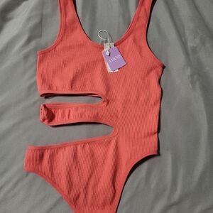 AIMYY Red Cutout bodysuit